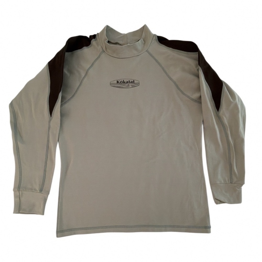 Kokatat Womens Large Kayaking Base Layer Top Tan Brown Long Sleeve Mock Neck USA